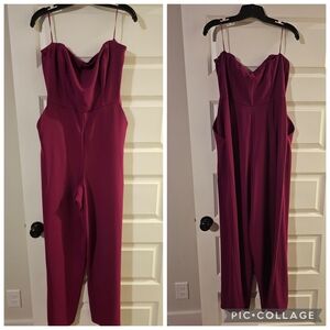 Sleeveless Draped Neck Jumpsuit in Deep Berry